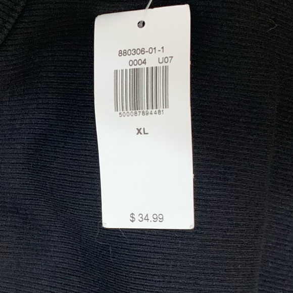 Gap Ribbed Midi Halter Dress Side Slits Shelf Bra Black XL NEW - Picture 2 of 8